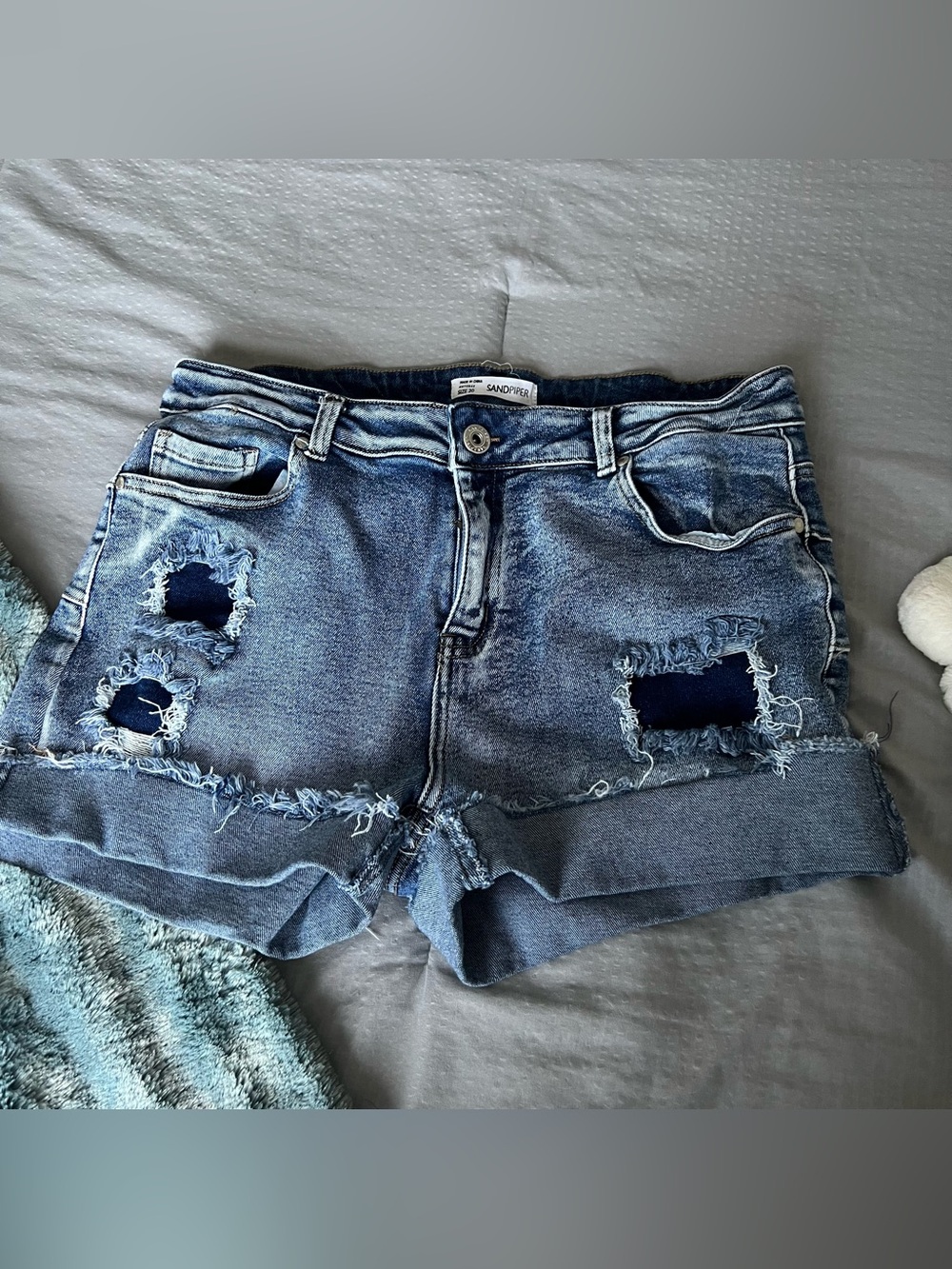 🍦Casual SANDPIPER Blue Jean Distressed Casual Denim Shorts Size 20